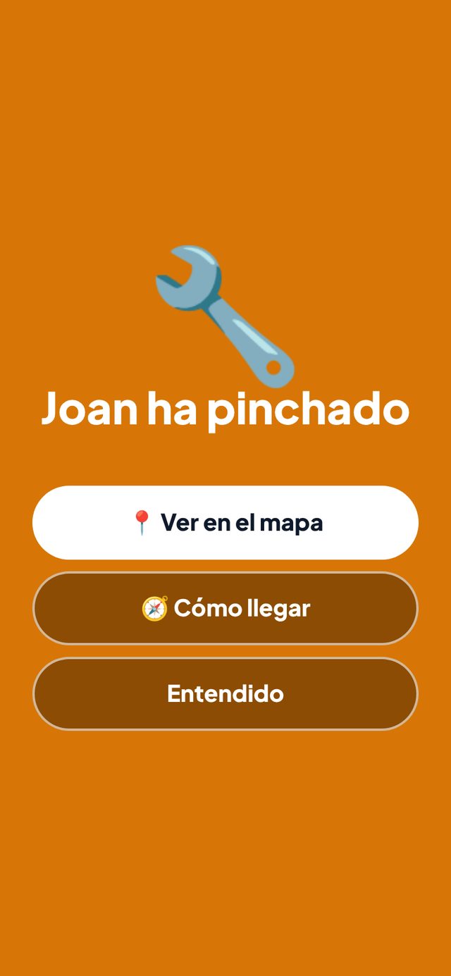 Aviso de pinchazo a pantalla completa
